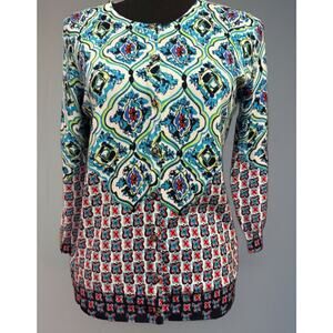 Joseph A Cardigan Medium Womens 3/4 Sleeve Colorful Button Up Gypsy Grannycore